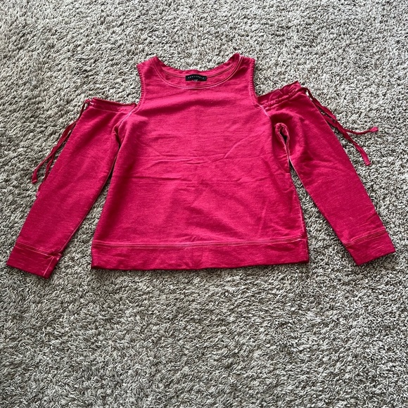 Sanctuary Parkside Cold Shoulder Camellia Sweatshirt in Pink Women's Size S - Picture 7 of 14